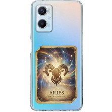 PrintiFy Oppo A96 ile Uyumlu Burç Kartları Koç Tasarımlı Şeffaf Silikon Kılıf