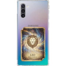 PrintiFy Samsung Galaxy Note 10 ile Uyumlu Burç Kartları Aslan Tasarımlı Şeffaf Silikon Kılıf