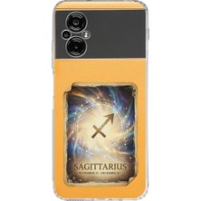PrintiFy Poco M5 ile Uyumlu Burç Kartları Yay Tasarımlı Şeffaf Silikon Kılıf