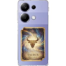 PrintiFy Redmi Note 13 ile Uyumlu Burç Kartları Boğa Tasarımlı Şeffaf Silikon Kılıf