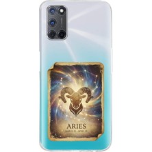 PrintiFy Oppo A52 ile Uyumlu Burç Kartları Koç Tasarımlı Şeffaf Silikon Kılıf