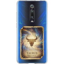 PrintiFy Xiaomi Mi 9t ile Uyumlu Burç Kartları Boğa Tasarımlı Şeffaf Silikon Kılıf