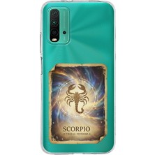 PrintiFy Poco M3 ile Uyumlu Burç Kartları Akrep Tasarımlı Şeffaf Silikon Kılıf