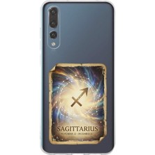 PrintiFy Huawei P20 Pro ile Uyumlu Burç Kartları Yay Tasarımlı Şeffaf Silikon Kılıf