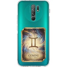 PrintiFy Redmi 9 ile Uyumlu Burç Kartları Ikizler Tasarımlı Şeffaf Silikon Kılıf