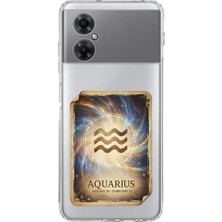 PrintiFy Redmi Note 11R ile Uyumlu Burç Kartları Kova Tasarımlı Şeffaf Silikon Kılıf