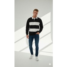 Ribana Classic Unısex Gömlek Yaka Üç Iplikli Düğmeli Yumuşak Dokulu Çift Renk Sweatshirt