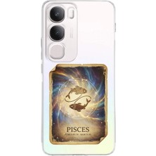 PrintiFy Vivo V29 5g ile Uyumlu Burç Kartları Balık Tasarımlı Şeffaf Silikon Kılıf