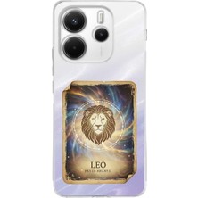 PrintiFy Redmi Note 14 4g ile Uyumlu Burç Kartları Aslan Tasarımlı Şeffaf Silikon Kılıf