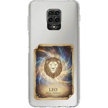 PrintiFy Redmi Note 9 Pro ile Uyumlu Burç Kartları Aslan Tasarımlı Şeffaf Silikon Kılıf