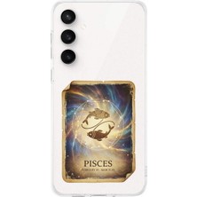 PrintiFy Samsung Galaxy S24 Fe ile Uyumlu Burç Kartları Balık Tasarımlı Şeffaf Silikon Kılıf