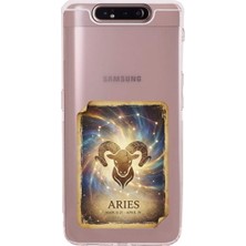 PrintiFy Samsung Galaxy A90 ile Uyumlu Burç Kartları Koç Tasarımlı Şeffaf Silikon Kılıf
