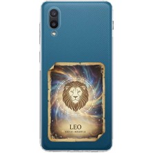 PrintiFy Samsung Galaxy A02 ile Uyumlu Burç Kartları Aslan Tasarımlı Şeffaf Silikon Kılıf