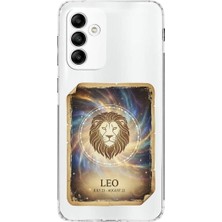 PrintiFy Samsung Galaxy M23 ile Uyumlu Burç Kartları Aslan Tasarımlı Şeffaf Silikon Kılıf