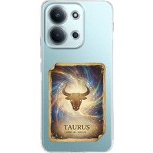 PrintiFy Xiaomi Redmi 15C 4g ile Uyumlu Burç Kartları Boğa Tasarımlı Şeffaf Silikon Kılıf