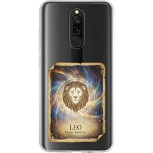 PrintiFy Redmi 8 ile Uyumlu Burç Kartları Aslan Tasarımlı Şeffaf Silikon Kılıf
