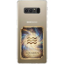 PrintiFy Samsung Galaxy Note 8 ile Uyumlu Burç Kartları Kova Tasarımlı Şeffaf Silikon Kılıf
