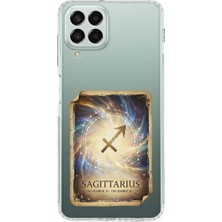 PrintiFy Samsung Galaxy M33 ile Uyumlu Burç Kartları Yay Tasarımlı Şeffaf Silikon Kılıf