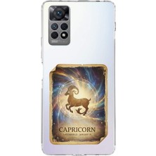 PrintiFy Redmi Note 11S ile Uyumlu Burç Kartları Oğlak Tasarımlı Şeffaf Silikon Kılıf