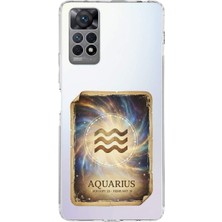 PrintiFy Redmi Note 11 Pro ile Uyumlu Burç Kartları Kova Tasarımlı Şeffaf Silikon Kılıf
