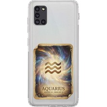 PrintiFy Samsung Galaxy A31 ile Uyumlu Burç Kartları Kova Tasarımlı Şeffaf Silikon Kılıf