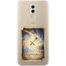 PrintiFy Huawei Mate 20 Lite ile Uyumlu Burç Kartları Yay Tasarımlı Şeffaf Silikon Kılıf