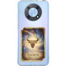 PrintiFy Huawei Nova Y90 ile Uyumlu Burç Kartları Boğa Tasarımlı Şeffaf Silikon Kılıf