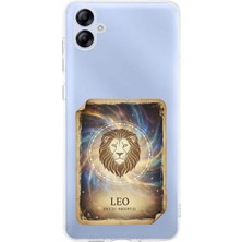 PrintiFy Samsung Galaxy A04E ile Uyumlu Burç Kartları Aslan Tasarımlı Şeffaf Silikon Kılıf