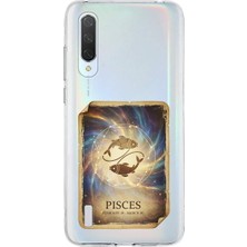 PrintiFy Xiaomi Mi 9 Lite ile Uyumlu Burç Kartları Balık Tasarımlı Şeffaf Silikon Kılıf