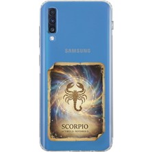 PrintiFy Samsung Galaxy A70 ile Uyumlu Burç Kartları Akrep Tasarımlı Şeffaf Silikon Kılıf