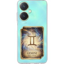 PrintiFy Vivo Y27 ile Uyumlu Burç Kartları Ikizler Tasarımlı Şeffaf Silikon Kılıf