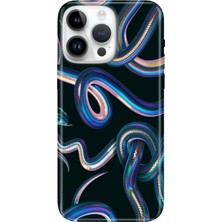 Senada iPhone 15 Pro Max Kılıf Desenli Baskılı Tpu Rubber Kapak Fosforlu Yılan