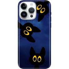 Senada iPhone 15 Pro Max Kılıf Desenli Baskılı Tpu Rubber Kapak Karanlık Kedileri