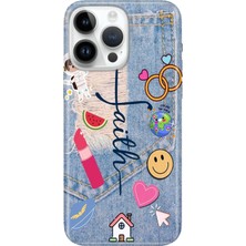 Senada iPhone 15 Pro Max Kılıf Desenli Baskılı Tpu Rubber Kapak Jean