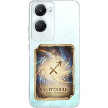 PrintiFy Vivo Y18 ile Uyumlu Burç Kartları Yay Tasarımlı Şeffaf Silikon Kılıf