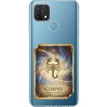 PrintiFy Oppo A15S ile Uyumlu Burç Kartları Akrep Tasarımlı Şeffaf Silikon Kılıf