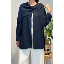 Lale Butik Şal Kapama Detaylı Hırka 3153 Lacivert