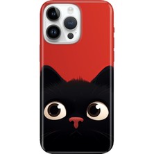 Senada iPhone 15 Pro Max Kılıf Desenli Baskılı Tpu Rubber Kapak Cat Red