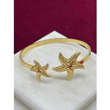 Calista Aksesuar Çift Denizyıldızlı Vip Gold Ayarlanabilir Kelepçe