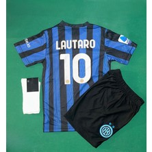 Andream Lautaro Martinez Inter 2025/2026 Sezon Futbol Çocuk Forması 3'lü Set Çorap Hediyeli
