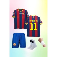 Andream Barcelon'a Neymar Retro Futbol Çocuk Forması 4'lü Set Çorap+Bileklik Hediyeli
