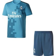 Andream Ronaldo Real Madri'd 2018 Sezon Turkuaz Futbol Çocuk Forması 2'li Set Forma + Short