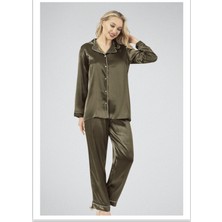 Senselle Lingerie Kadın Saten Uzun Kollu Pijama Takımı – Modern Kesim, Ipeksi Dokulu Premium Set