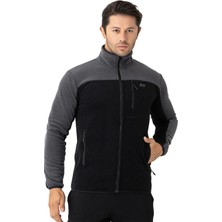 Crozwise Erkek Tam Fermuarlı Polar Sweat Siyah 6051-10