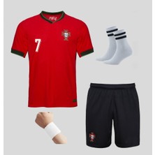 Andream Portekiz KIRMIZI2025 Sezon Ronaldo Milli Takımın Forması 7 Numara  4'lü Set Çorap+Bileklik Hediyeli
