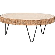 Creative Co-Op Paulownia Metal Ayaklı Kaide, 28 Cm, Doğal Ahşap Rengi