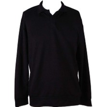 Trender Polo Yaka Modal Siyah Erkek Sweatshirt 1065