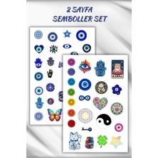 Birikiyedi 2 Sayfa Semboller,nazar Boncuğu,çakralar,sri Yantra Sticker Set/etiket