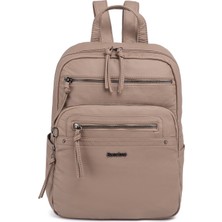 Hüvendo Barcelona Günlük Orta Boy Spor Çok Cepli Kadın Sırt Çantası 1928 Açık Vizon