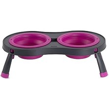 Dexas Pets Çift Yükseltilmiş Evcil Hayvan Besleyici, Fuşya, Small/1 Kap Kapasiteli Kaseler (PW10043